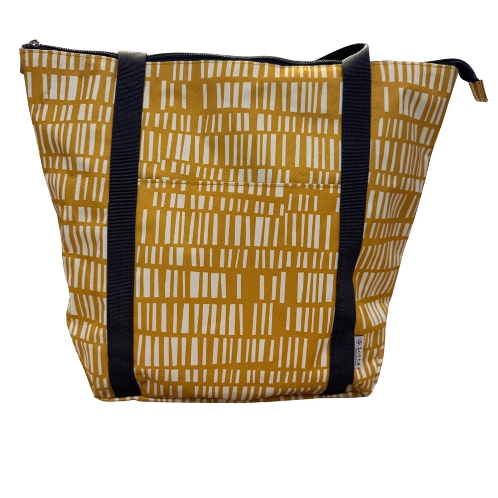 Lotta Jansdotter Travel Tote Bag "Anni" Yellow White Geometric Print Zippered